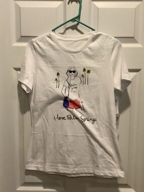 White Short Sleeve Graphic Tee - I Love Palm Springs, small, new